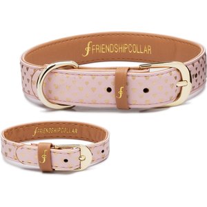 FriendshipCollar Puppy Love Leather Dog Collar with Friendship Bracelet, Small: 13 to 16-in neck, 1-in wide