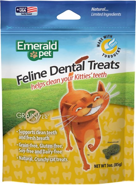 Emerald Pet Feline Dental Treats with Turducky Cat Treats, 3-oz bag slide 1 of 7