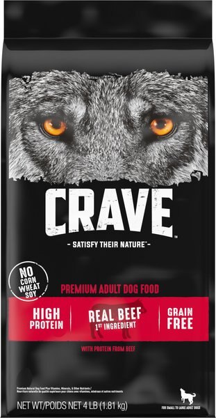 Crave High Protein Beef Adult Grain-Free Dry Dog Food, 4-lb bag slide 1 of 9