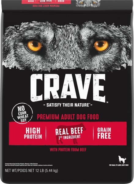 CRAVE High Protein Beef Adult Grain-Free Dry Dog Food, 12-lb bag ...