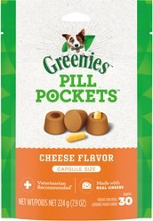 Greenies Pill Pockets Cheese Flavor Dog Treats, Capsule Size, 30 count