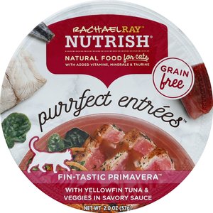 Rachael Ray Nutrish Purrfect Entrees Grain-Free Fin-Tastic Primavera with Yellowfin Tuna & Veggies in Savory Sauce Wet Cat Food, 2-oz, case of 12