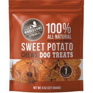 Wholesome Pride Pet Treats Sweet Potato Chews Dehydrated Dog Treats, 8-oz bag