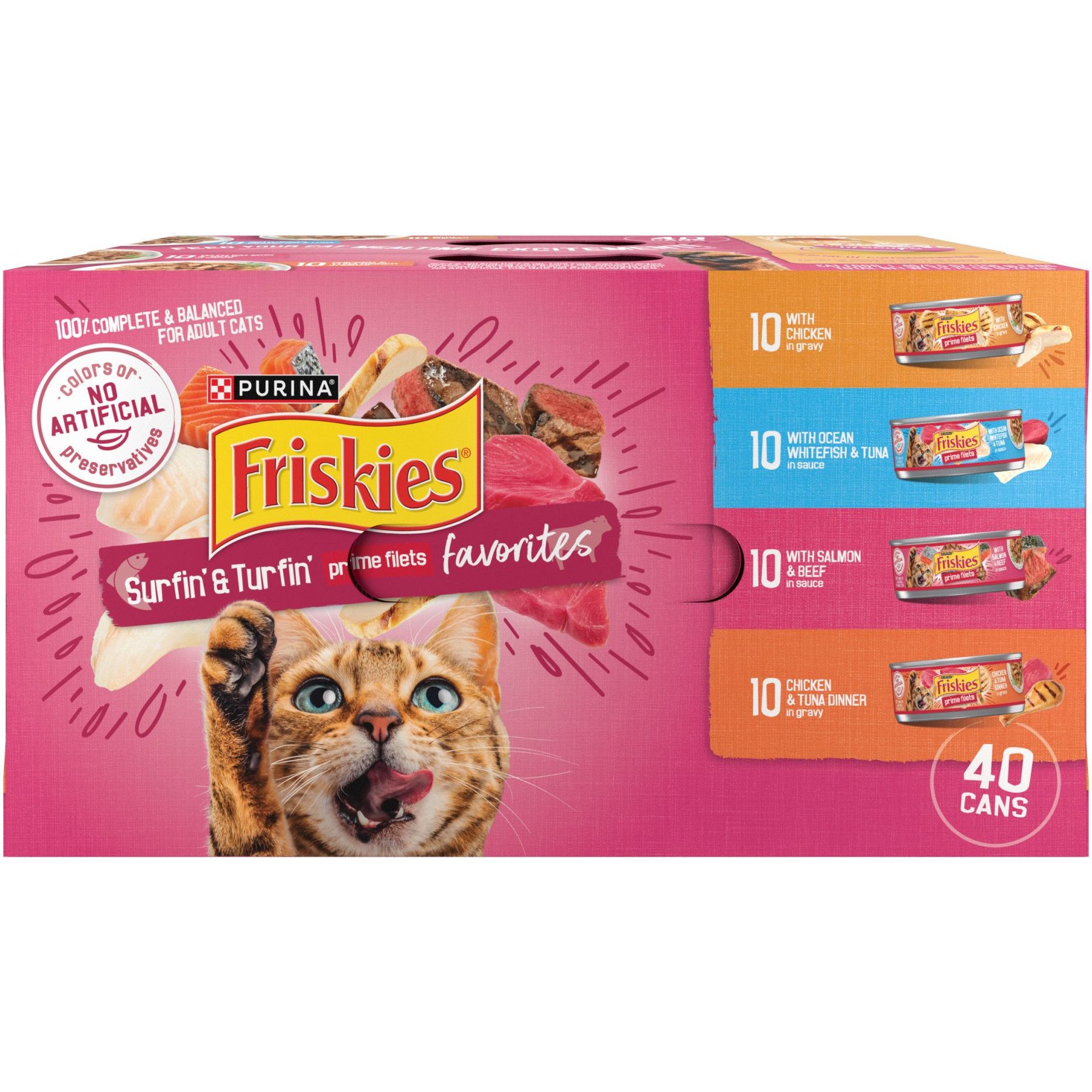 Free Shipping! Purina Friskies Pate Variety Pack, Surfin' And Turfin Favorites Wet Cat Food 5 5 Oz Can 32 Pack