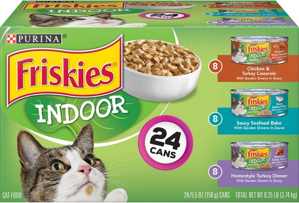 Friskies Indoor Variety Pack Canned Cat Food, 5.5-oz, case of 24 slide 1 of 11