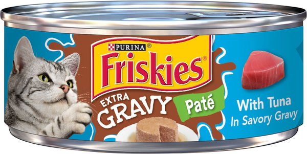 Friskies Extra Gravy Pate with Tuna in Savory Gravy Canned Cat Food, 5.5-oz, case of 24 slide 1 of 10