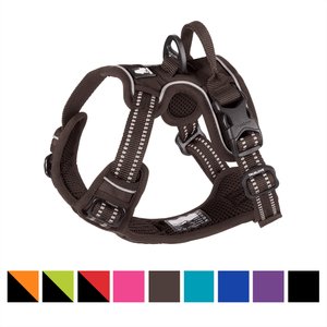 Chai's Choice Premium Outdoor Adventure 3M Polyester Reflective Front Clip Dog Harness, Chocolate, X-Small: 13 to 17-in chest