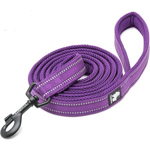 Chai's Choice Premium Outdoor Adventure Padded 3M Polyester Reflective Dog Leash, Purple, 6.5-ft long, 1-in wide