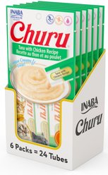 Inaba Churu Grain-Free Tuna with Chicken Puree Lickable Cat Treat, 0.5-oz tube, pack of 24
