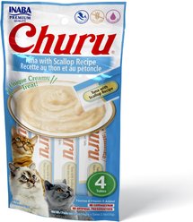 Inaba Churu Grain-Free Tuna with Scallop Puree Lickable Cat Treat, 0.5-oz tube, pack of 4