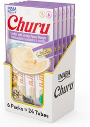 Inaba Churu Grain-Free Chicken with Shrimp Flavor Puree Lickable Cat Treat, 0.5-oz tube, pack of 24