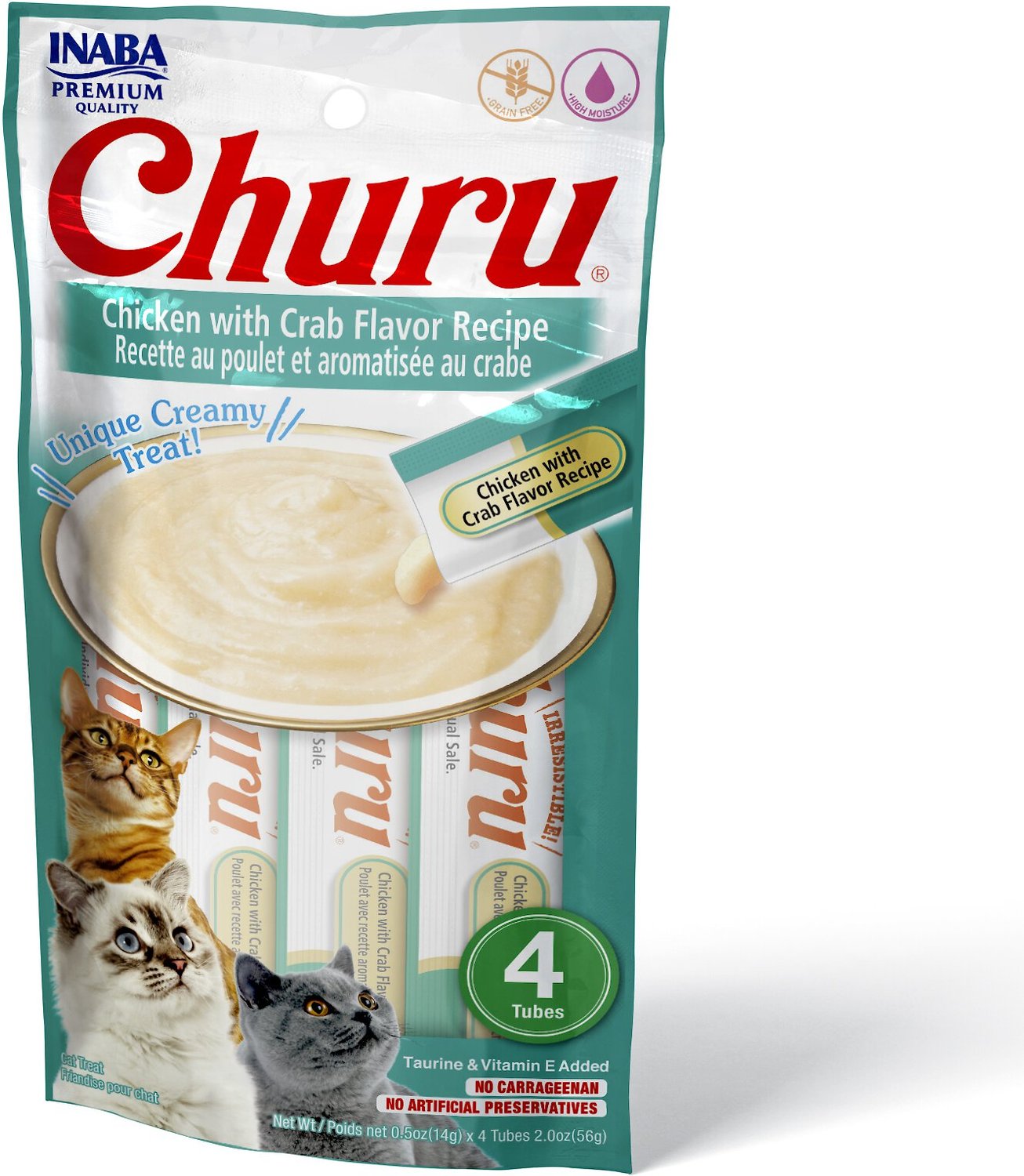 Inaba Churu Grain-Free Chicken with Crab Flavor Puree Lickable Cat Treat