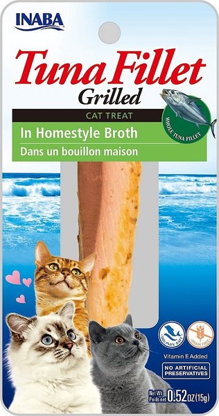 Inaba Tender Grilled Tuna Fillet in Homestyle broth, soft & chewy cat treats, .52-oz pouch, 1ct slide 1 of 4