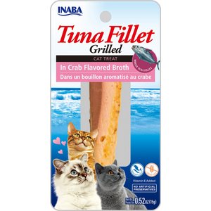Inaba Ciao Grain-Free Grilled Tuna Fillet in Crab Flavored Broth Cat Treat, 0.52-oz pouch