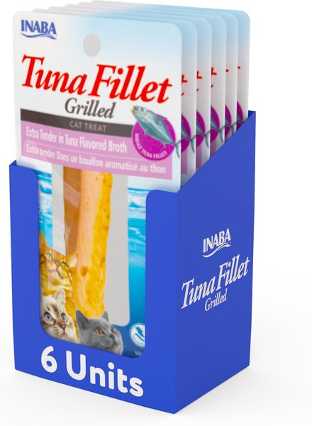 Inaba Extra Tender Tuna Fillet in Tuna Broth, soft and chewy cat treats, .52oz pouch, 6ct slide 1 of 4