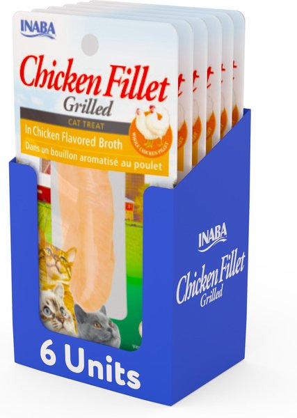 Inaba Extra Tender Grilled Chicken Fillet in Chicken flavored broth, soft and chewy cat treats, .9oz pouch, 6ct slide 1 of 4