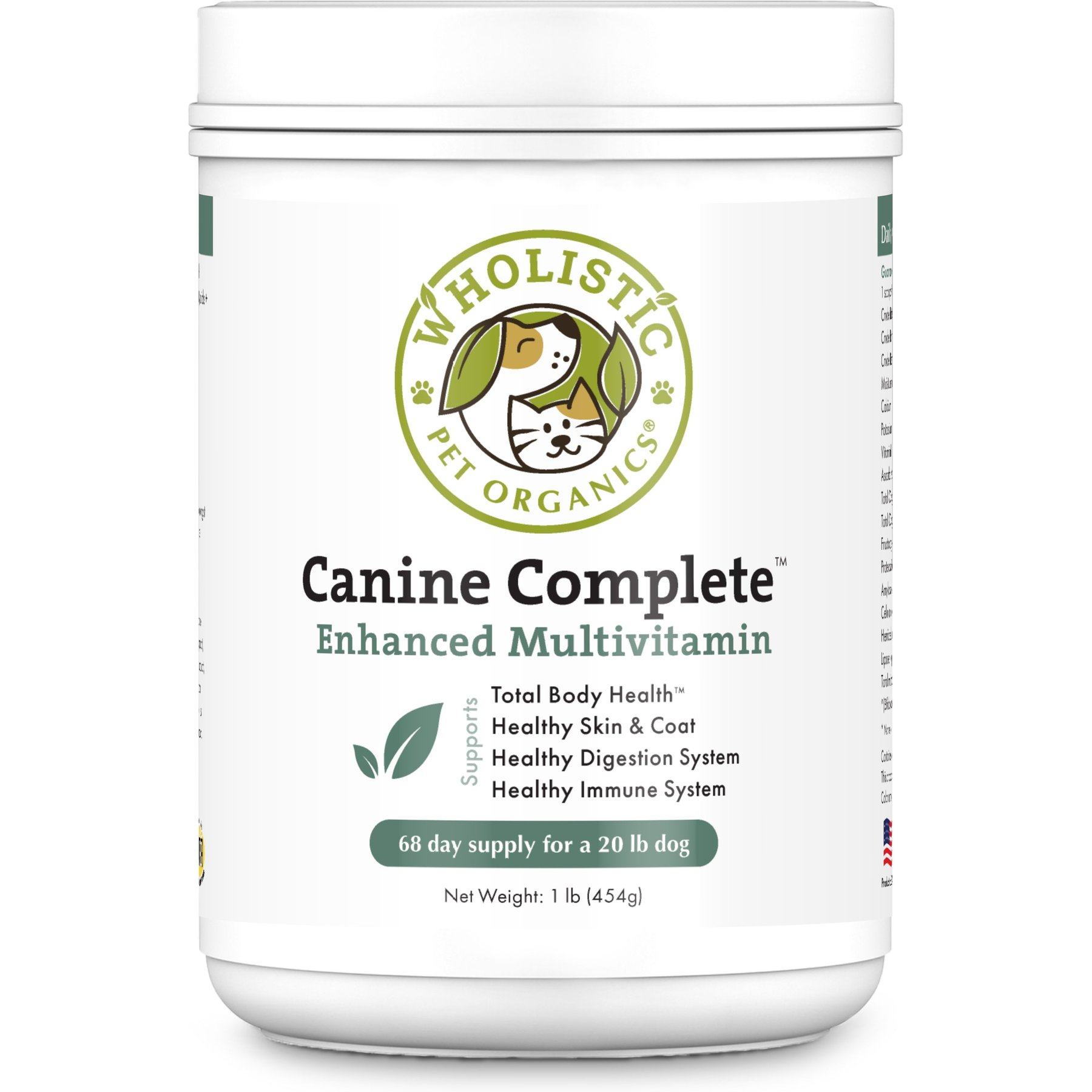 Wholistic Pet Organics Organic Canine Complete Pumpkin Enhanced Powder Daily Multivitamin for Dogs