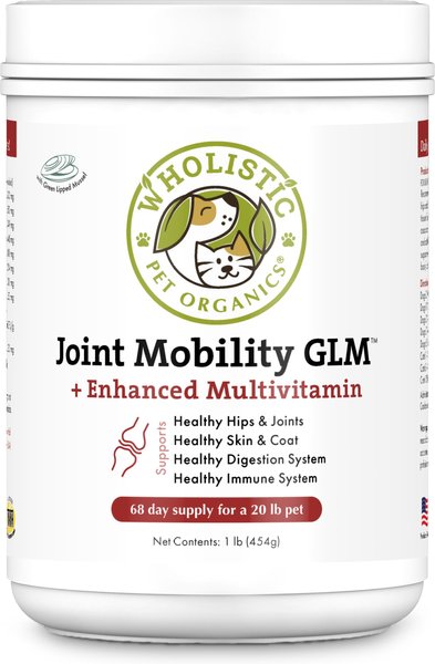 Wholistic Pet Organics Joint Mobility GLM Enhanced Multivitamin with Joint Support for Dogs & Cats Supplement, 1-lb slide 1 of 6