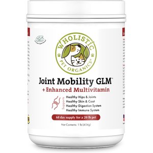 Wholistic Pet Organics Joint Mobility GLM Enhanced Multivitamin with Joint Support for Dogs & Cats Supplement, 1-lb