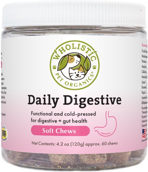 Wholistic Pet Organics Daily Digestive Support Soft Chew Dog & Cat Supplement, 60 count slide 1 of 6