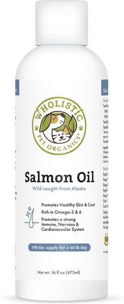 Wholistic Pet Organics Wild Salmon Oil Omega Support for Dogs Cats Supplement