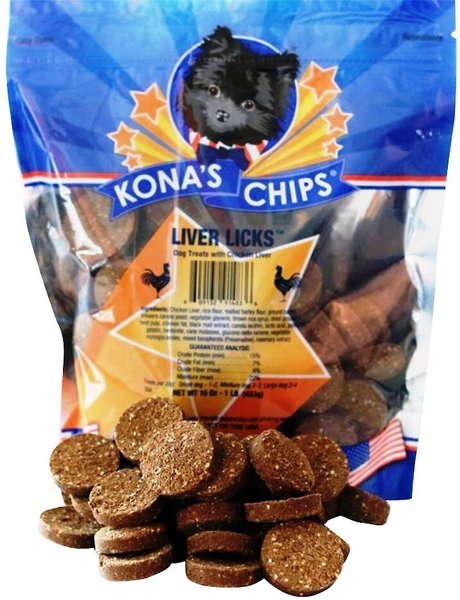 Kona's Chips Liver Licks Dog Treats, 16-oz bag slide 1 of 1