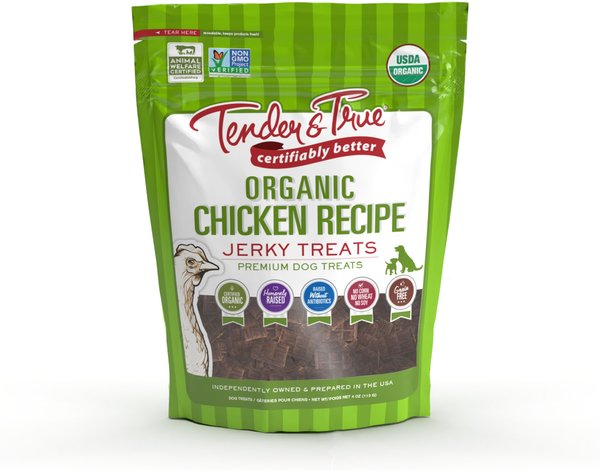 Tender & True Organic Chicken Grain-Free Jerky Dog Treats, 4-oz bag slide 1 of 1