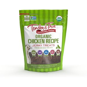 Tender & True Organic Chicken Grain-Free Jerky Dog Treats, 4-oz bag