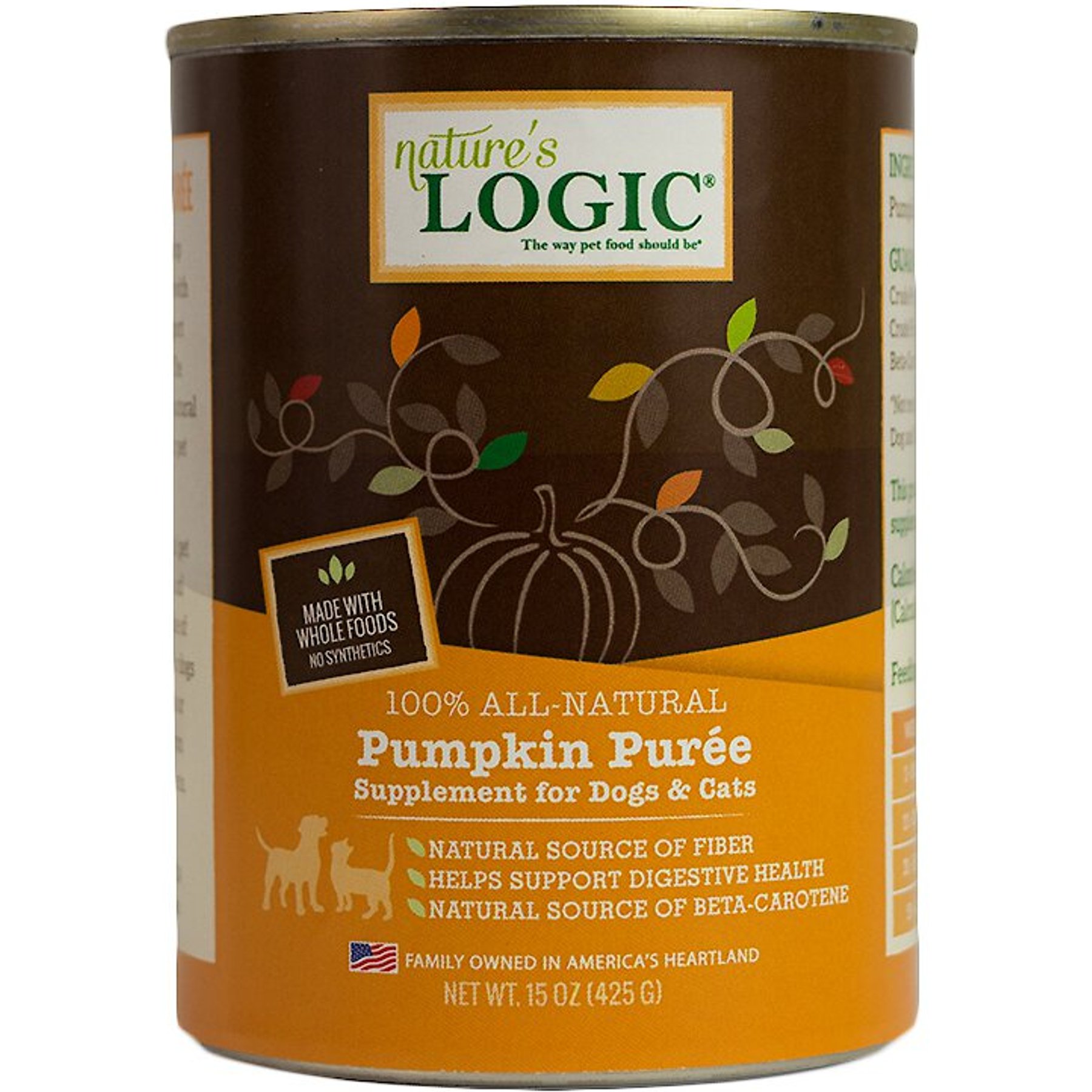 NATURE S LOGIC Pumpkin Pur e Dog Cat Food Supplement 15