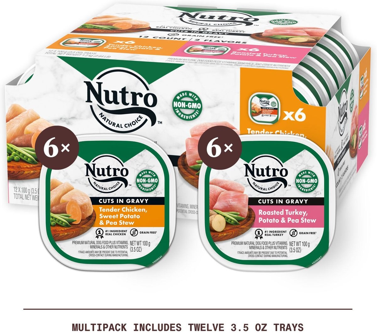 Nutro Tender Chicken Stew Cuts in Gravy Adult Dog Food Trays
