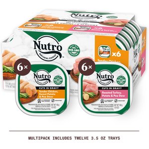 Nutro Grain-Free Tender Chicken Stew & Roasted Turkey Stew Cuts in Gravy Variety Pack Wet Dog Food Trays