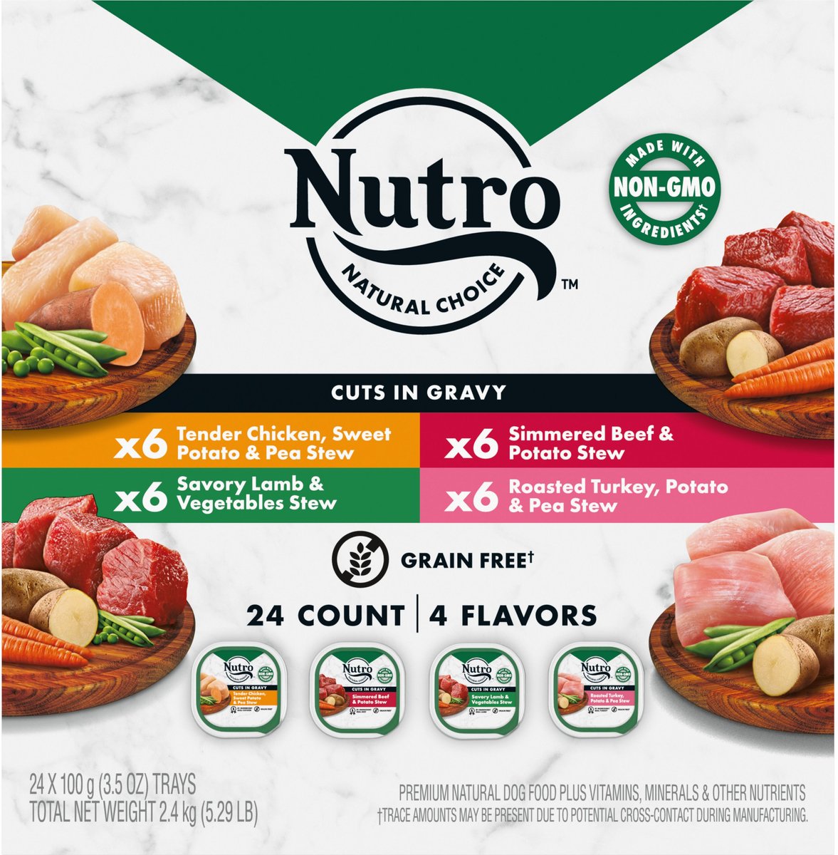 Nutro Grain-Free Beef, Chicken, Turkey & Lamb Stew Cuts in Gravy Variety Pack Adult Wet Dog Food