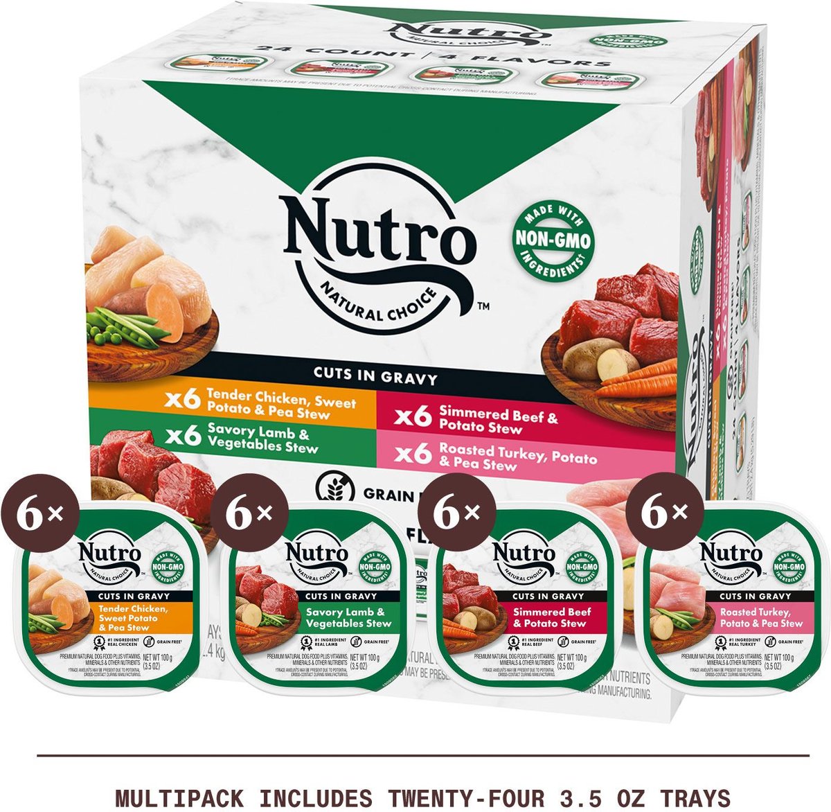 Nutro Roasted Turkey & Vegetable Stew Cuts in Gravy Adult Dog Food Trays