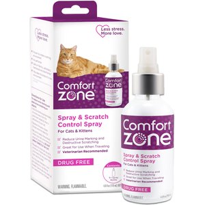 Comfort Zone Spray & Scratch Control Calming Spray for Cats, 4-oz