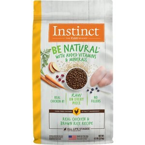 Instinct Be Natural Real Chicken & Brown Rice Recipe Freeze-Dried Raw Coated Dry Dog Food, 4.5-lb bag