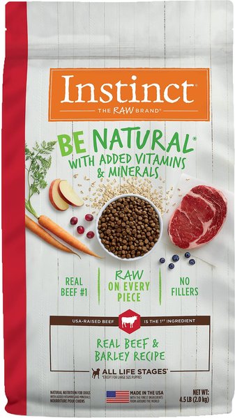 Instinct Be Natural Real Beef & Barley Recipe Freeze-Dried Raw Coated Dry Dog Food, 4.5-lb bag slide 1 of 9