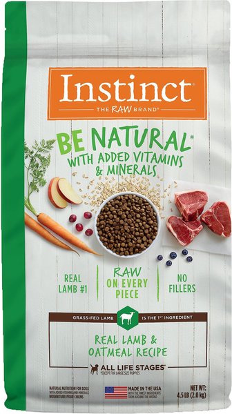 Instinct Be Natural Real Lamb & Oatmeal Recipe Freeze-Dried Raw Coated Dry Dog Food, 4.5-lb bag slide 1 of 9