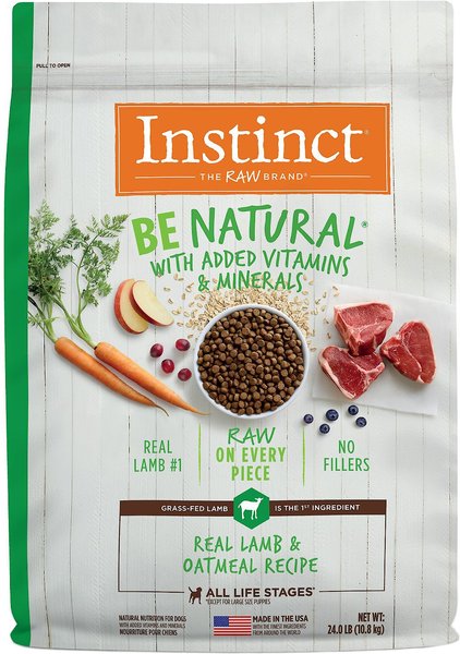Instinct Be Natural Real Lamb & Oatmeal Recipe Freeze-Dried Raw Coated Dry Dog Food, 24-lb bag slide 1 of 9
