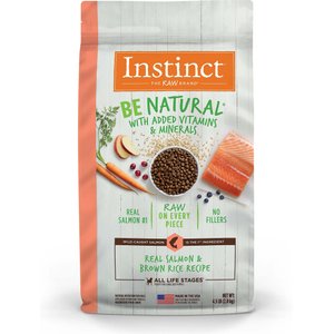 Instinct Be Natural Real Salmon & Brown Rice Recipe Freeze-Dried Raw Coated Dry Dog Food, 4.5-lb bag