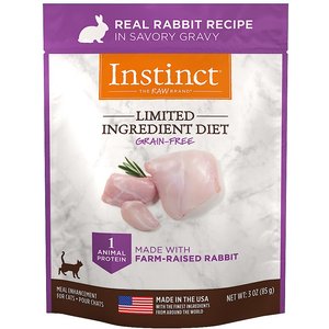Instinct Limited Ingredient Diet Grain-Free Cuts & Gravy Real Rabbit Recipe Wet Cat Food Topper, 3-oz pouch, case of 24