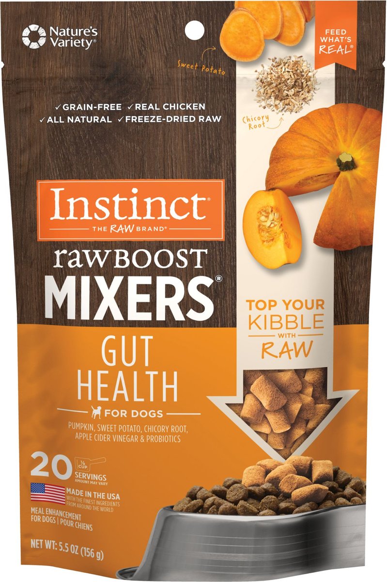 Instinct Freeze Dried Raw Boost Mixers Grain-Free Gut Health Recipe Dog Food Topper, 5.5-oz bag