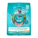 Purina ONE +Plus Sensitive Skin & Stomach Natural Adult Dry Cat Food, 22-lb bag