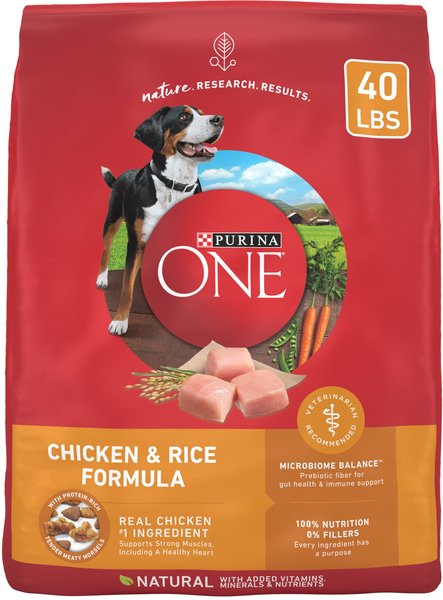 Purina ONE Natural SmartBlend Chicken & Rice Formula Dry Dog Food, 40-lb bag slide 1 of 11
