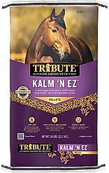 Tribute Equine Nutrition Kalm N' EZ Pellet Low-NSC, Molasses-Free Horse Feed, 50-lb bag