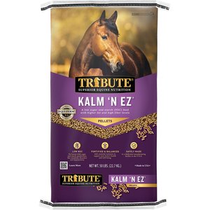 Tribute Equine Nutrition Kalm N' EZ Pellet Low-NSC, Molasses-Free Horse Feed, 50-lb bag