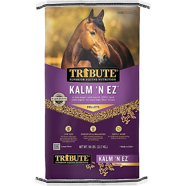 TRIBUTE EQUINE NUTRITION Kalm N' EZ Pellet LowNSC, MolassesFree Horse Feed, 50lb bag