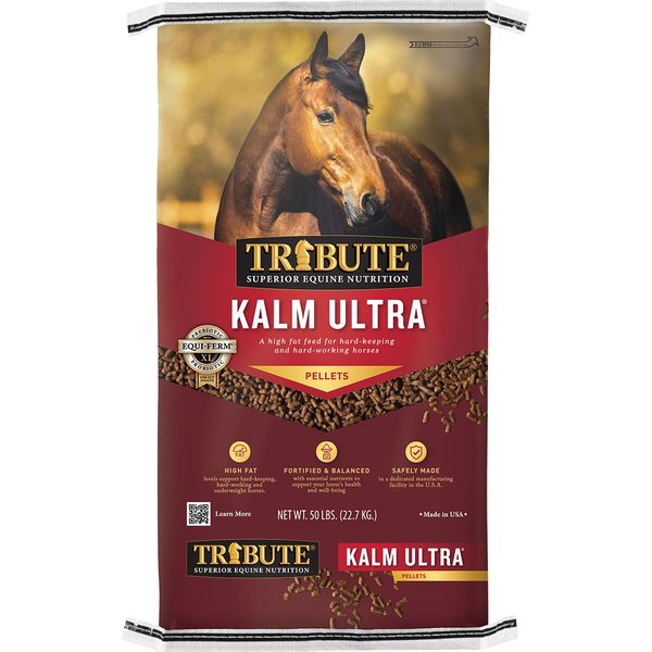 TRIBUTE EQUINE NUTRITION Kalm Ultra High Fat Horse Feed, 50lb bag