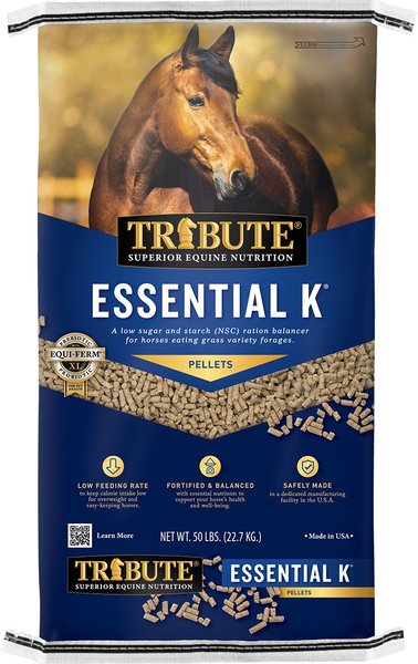 Tribute Equine Nutrition Essential K Low-NSC Horse Feed, 50-lb bag slide 1 of 7