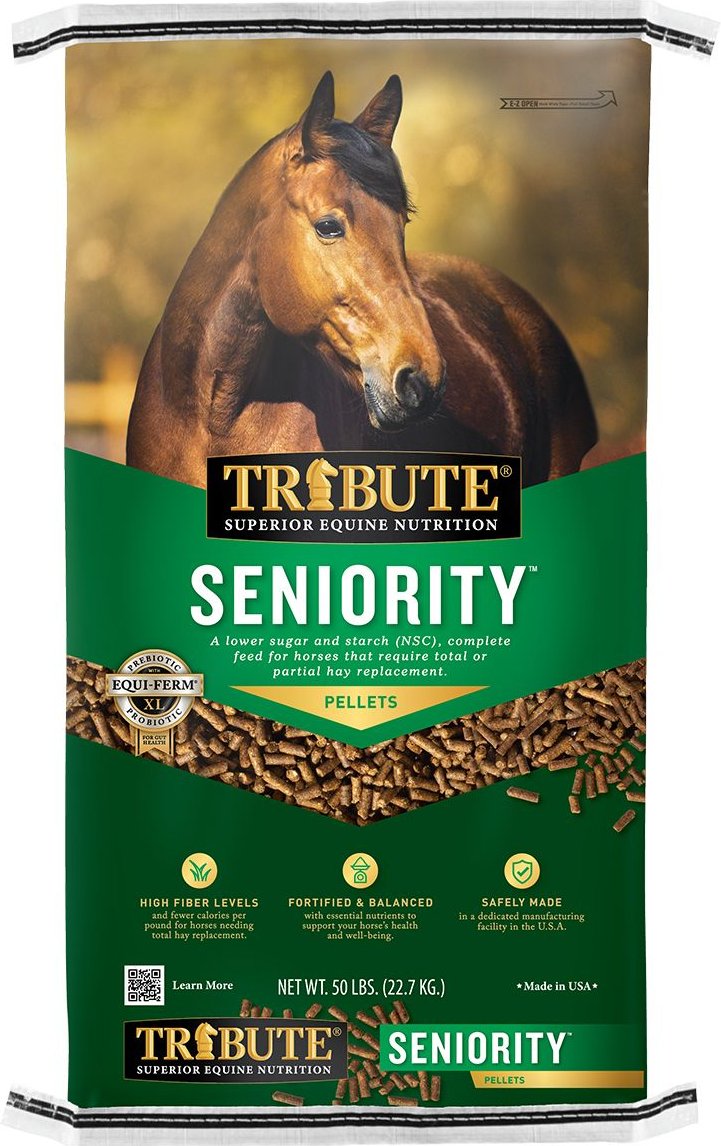 TRIBUTE EQUINE NUTRITION Seniority Pellet Low-NSC Horse Feed, 50-lb bag -  Chewy.com