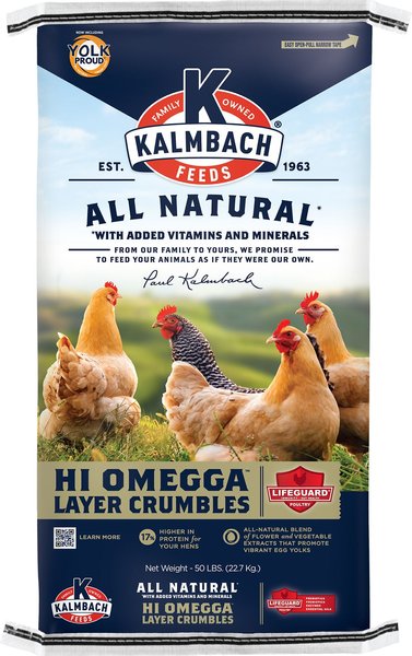 Kalmbach Feeds All Natural 17% Protein Hi Omegga Layer Crumbles Chicken Feed, 50-lb bag slide 1 of 11